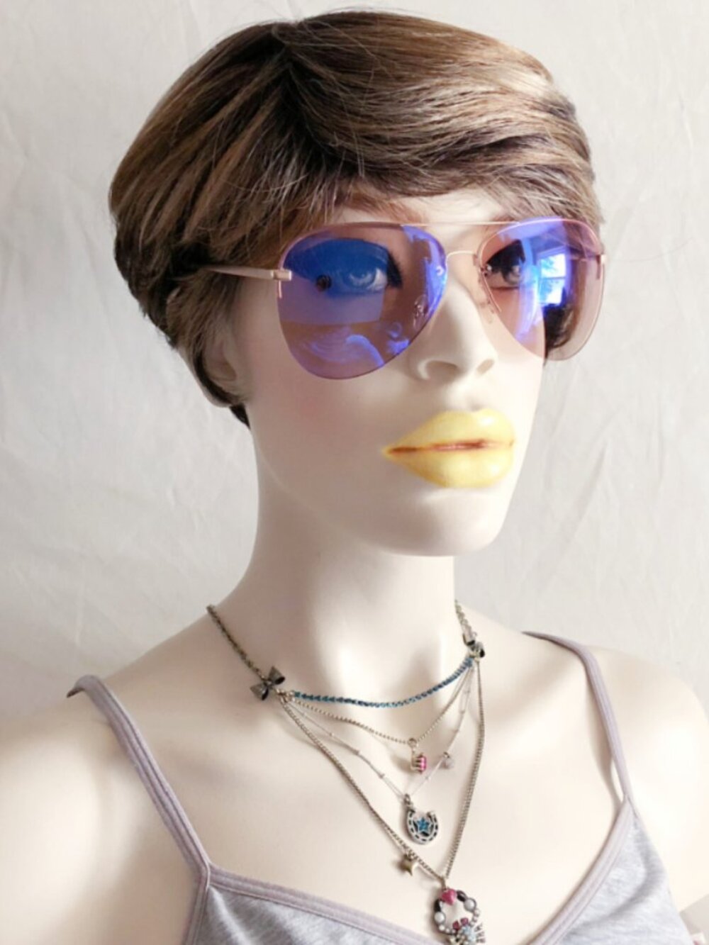 Half Frame Aviator Sunglasses Berry Blue